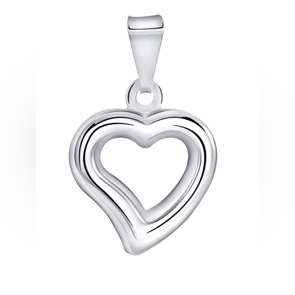 6 pcs New Sterling Silver 925 Mini Open Heart Pendant